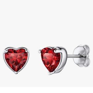 Heart Birthstone Sterling Silver Earrings